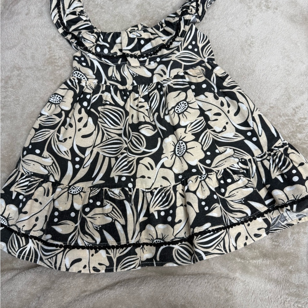 Floral Black and Cream Dress